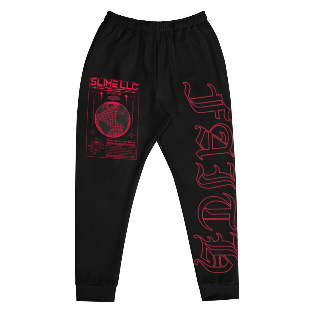 Red Faith Joggers Black