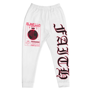 Red Faith Joggers White