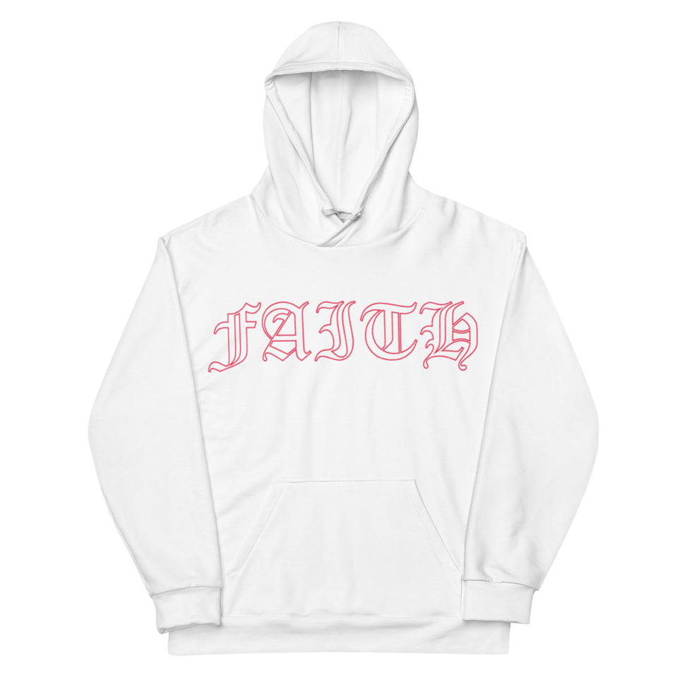 Red Faith Hoodie White