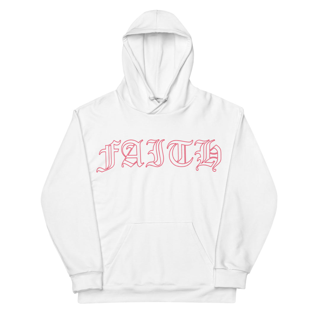 Red Faith Hoodie White