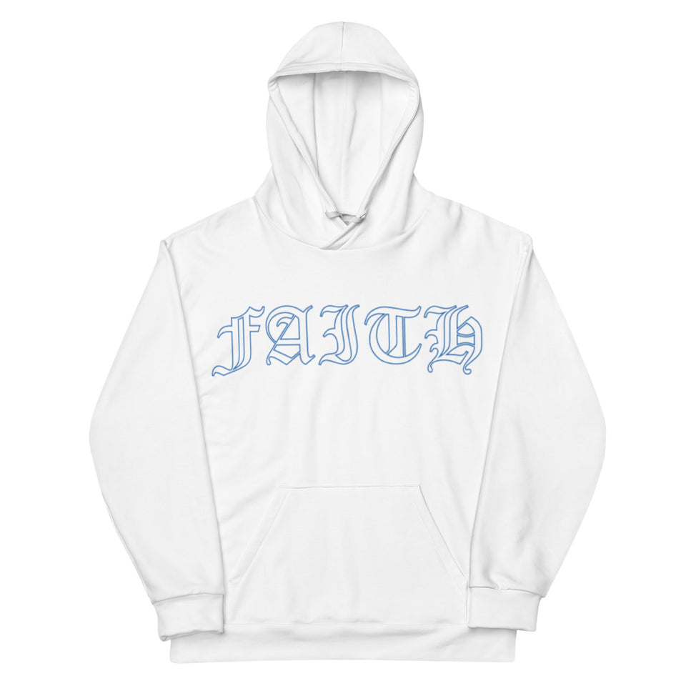 Blue Faith Hoodie White