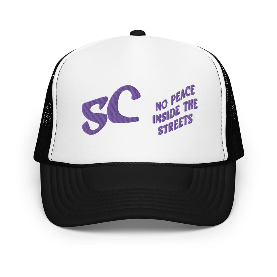 No Peace Inside The Streets Trucker Hat Purple