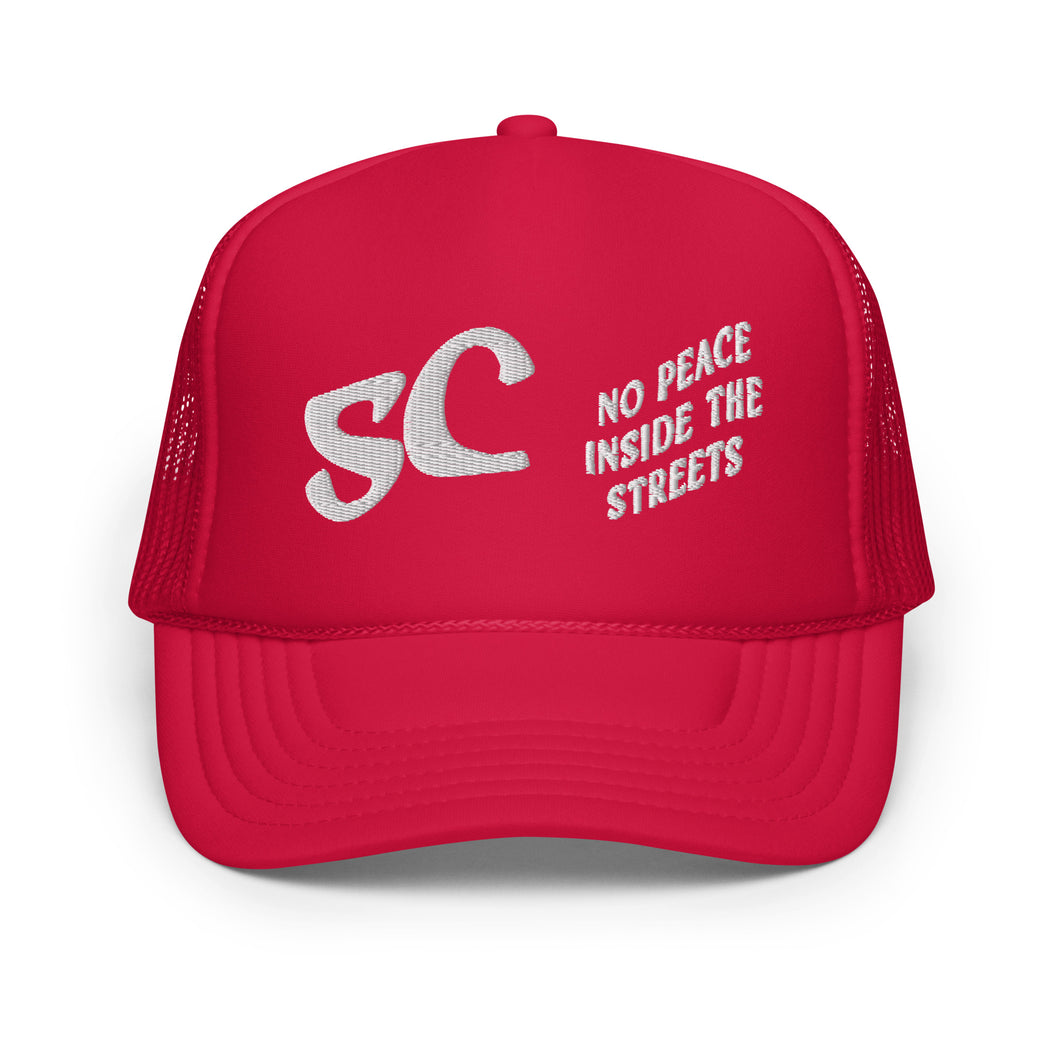 No Peace Inside The Streets Trucker Hat Red